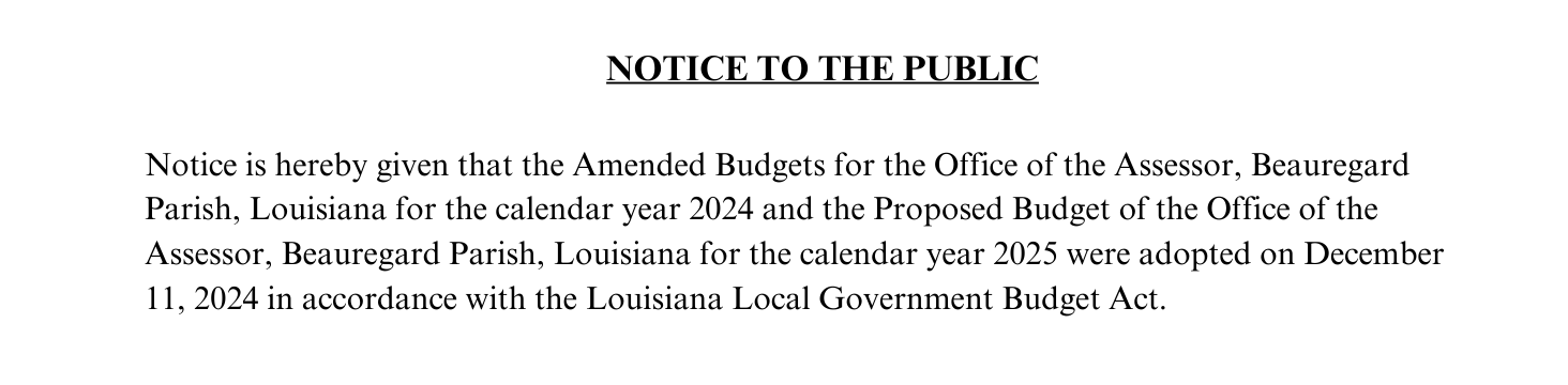 Public Meeting Notice Budget